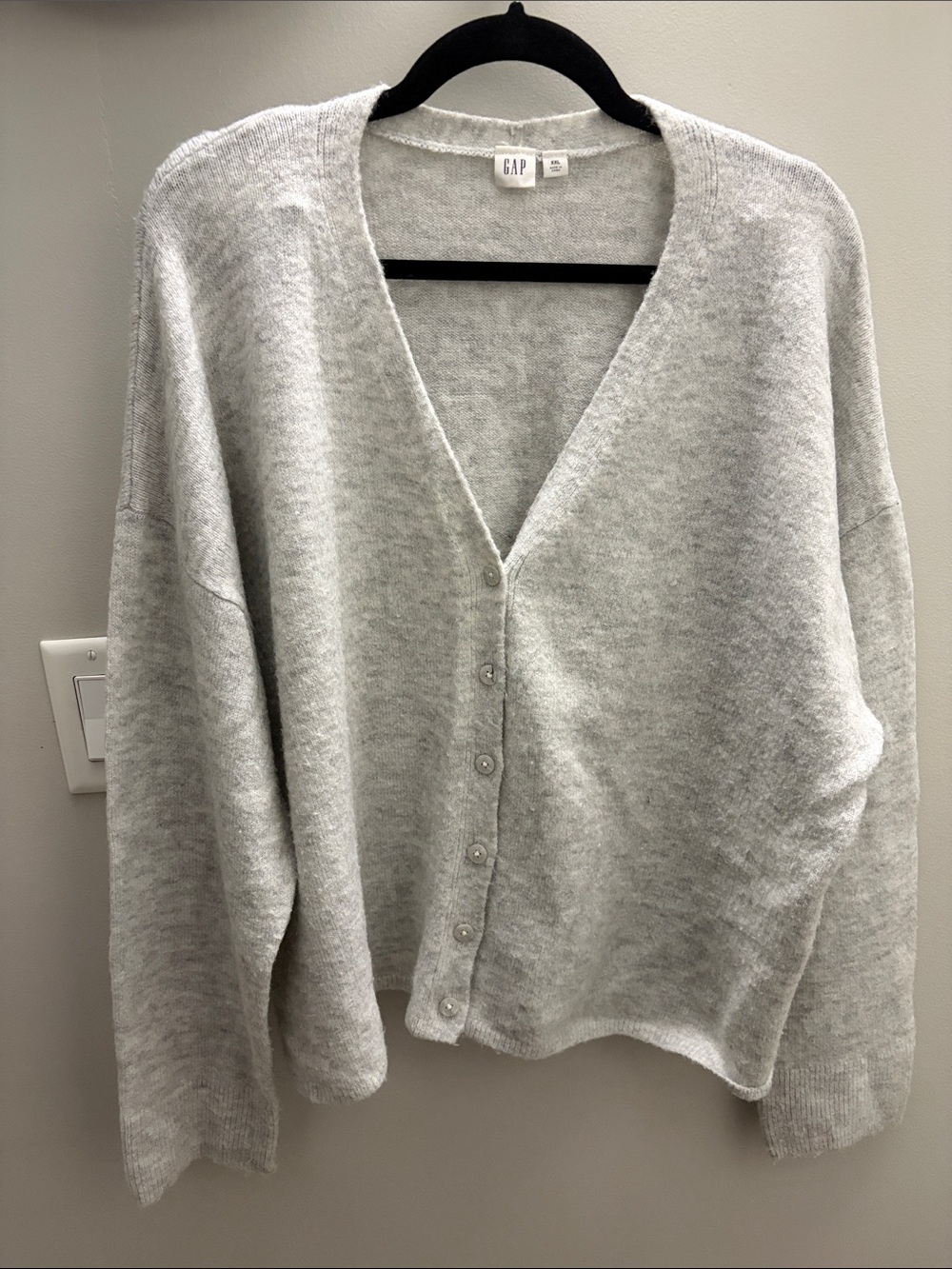 GAP Light Gray V-Neck Button Front Cardigan